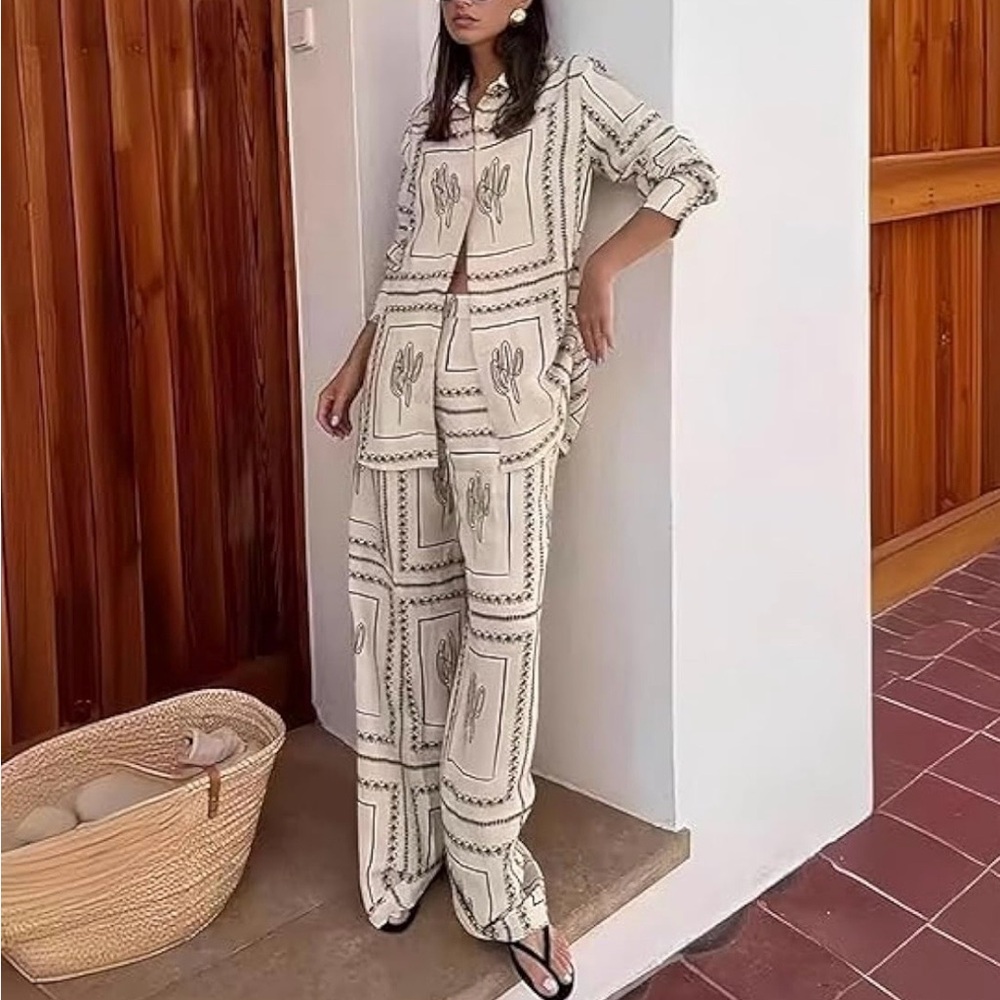 Black and white button down set
